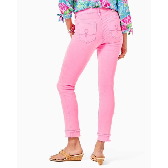 Lilly Pulitzer South Ocean High Rise 29" Crop Skinny Jeans in Pink size 4 - Picture 6 of 9